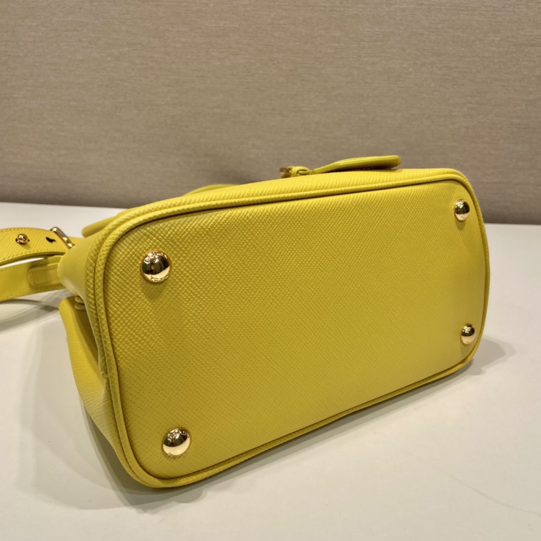 Prada Double Saffiano Leather Mini Bag Shoulder Bag Sunny Yellow 1BG443